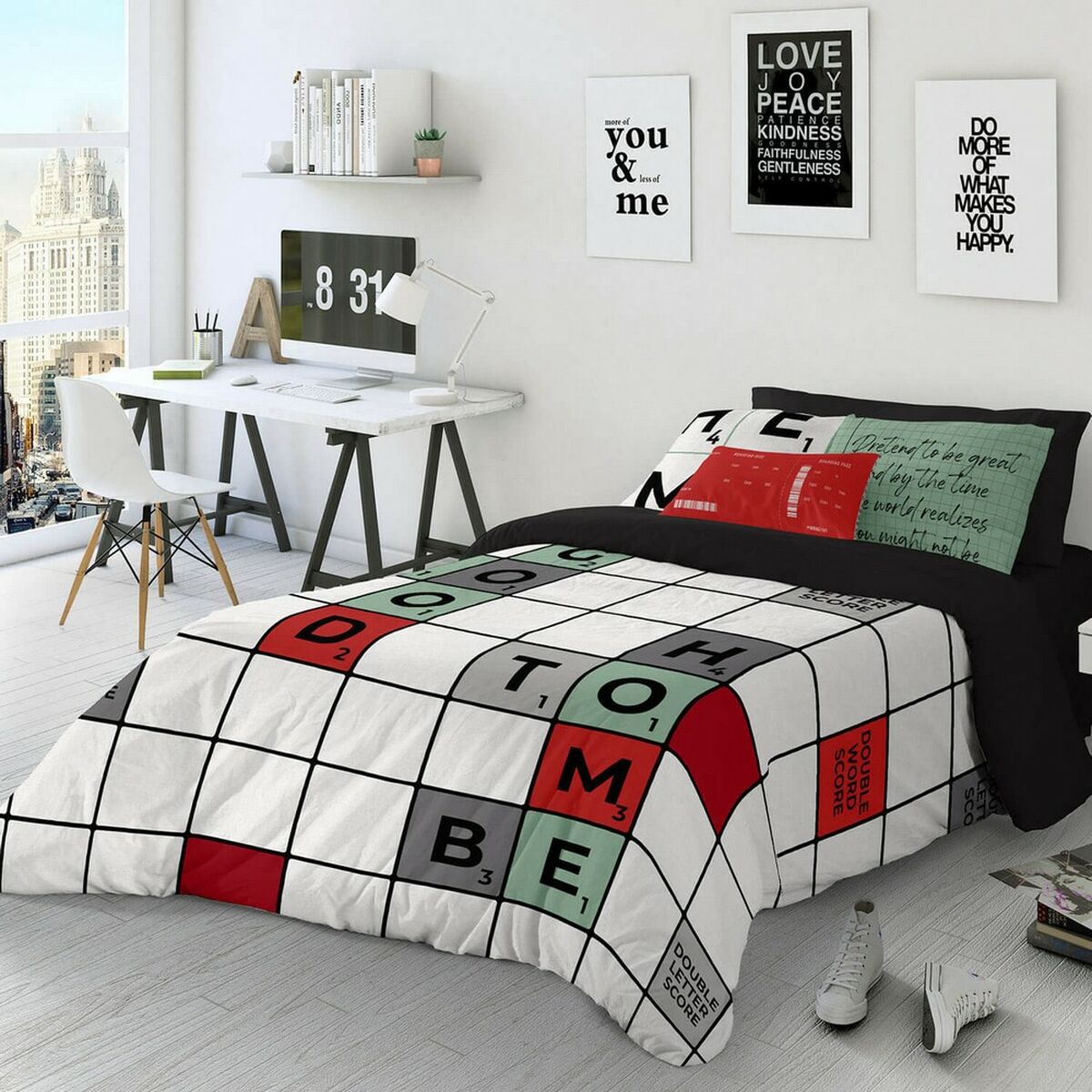 Funda Nórdica Naturals Scrabble Cama de 180/190 260 x 220 cm