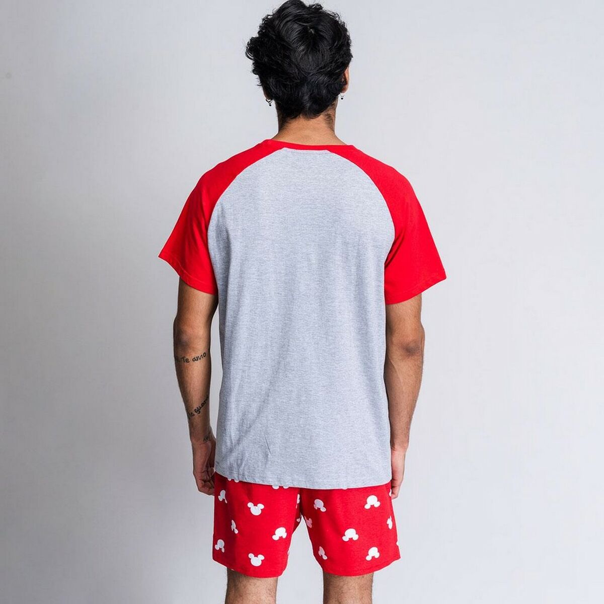 Pijama de Verano Mickey Mouse Rojo (Adultos) Hombre Gris
