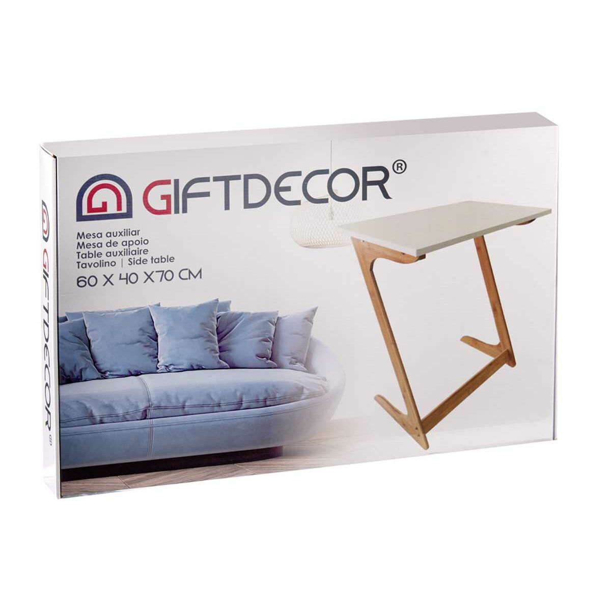 Mesa auxiliar Kinvara Blanco Marrón Natural 40 x 68,5 x 60 cm