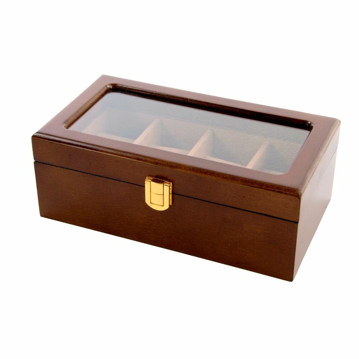 Caja-Joyero DKD Home Decor Relojes Marrón Madera Cristal Madera MDF 22 x 12 x 8 cm