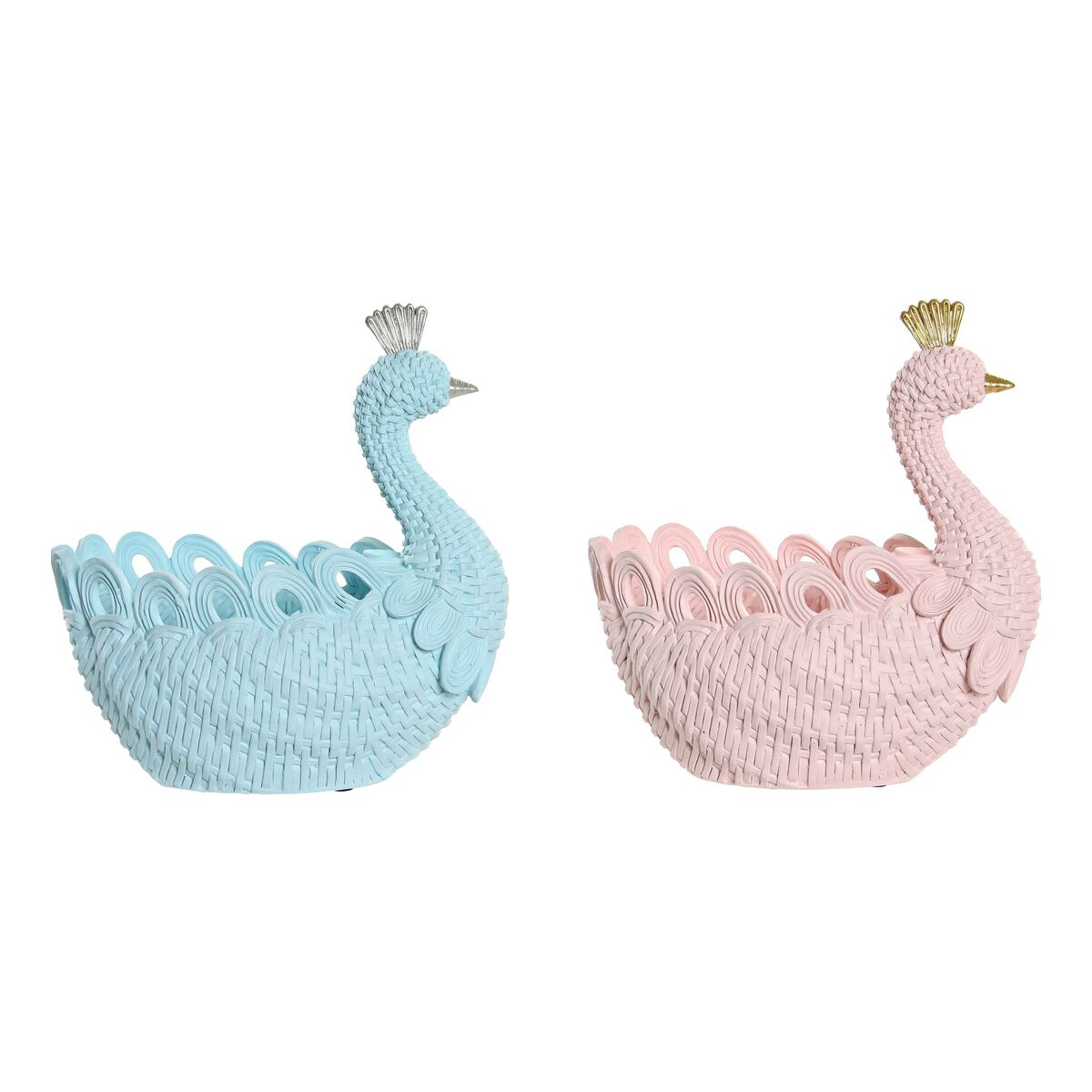 Vaciabolsillos DKD Home Decor Resina Aluminio Romántico 23 x 14,3 x 23 cm (2 Unidades)