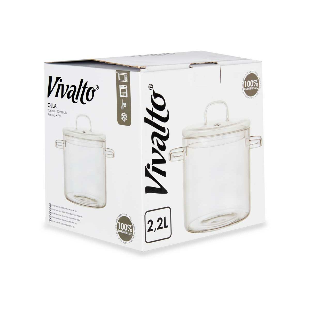 Olla con Tapa Vivalto Transparente Vidrio de Borosilicato 15,3 x 19,5 x 21 cm