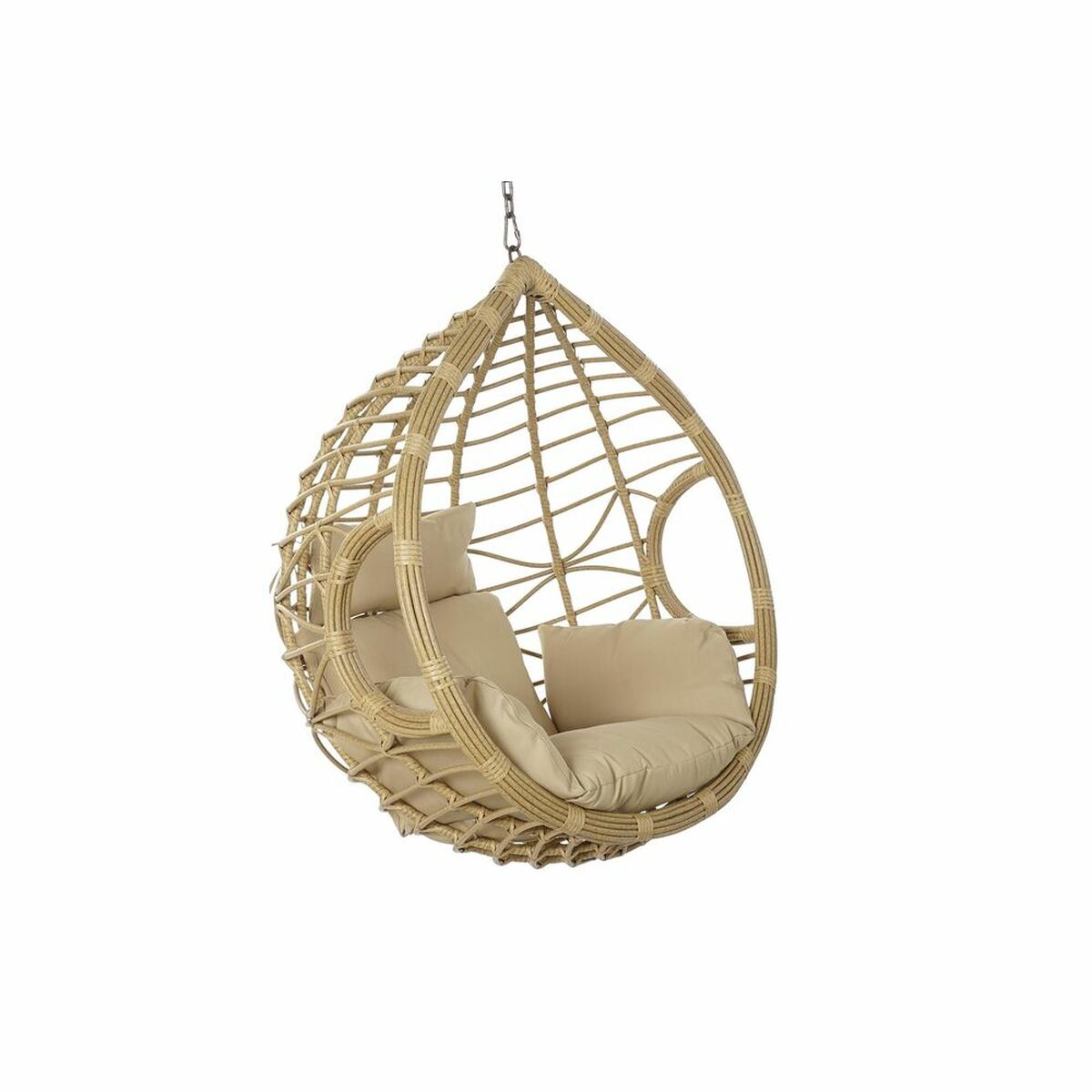 Sillón de jardín colgante DKD Home Decor 90 x 70 x 110 cm 105 x 75 x 226 cm Beige Metal Marrón ratán sintético