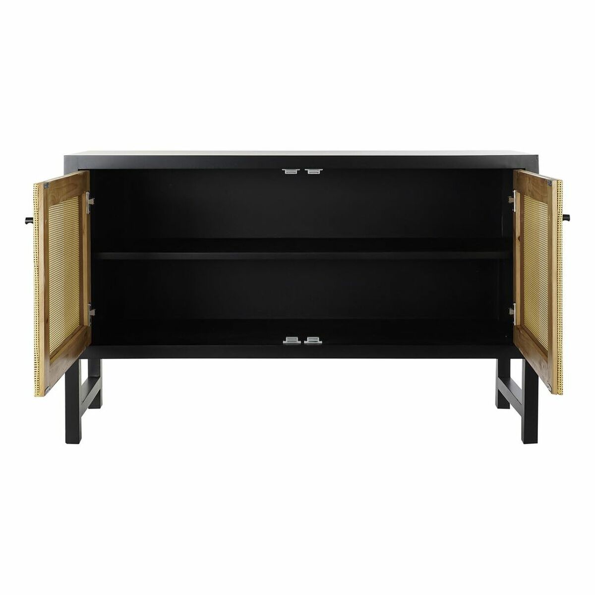 Aparador DKD Home Decor   Negro Natural Ratán Abeto 120 x 38 x 76 cm
