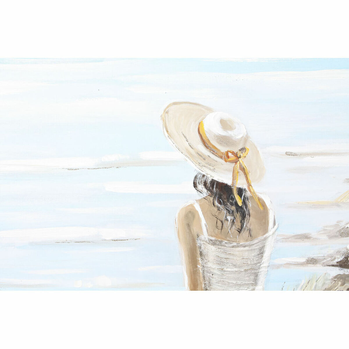 Lienzo DKD Home Decor Azul Blanco Marrón Beige Mujer Mediterráneo 90 x 4 x 120 cm (2 Unidades)