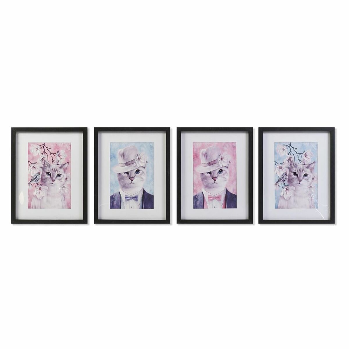 Cuadro DKD Home Decor Gatos (35 x 2,5 x 45 cm) (35 x 2 x 45 cm) (4 Unidades)