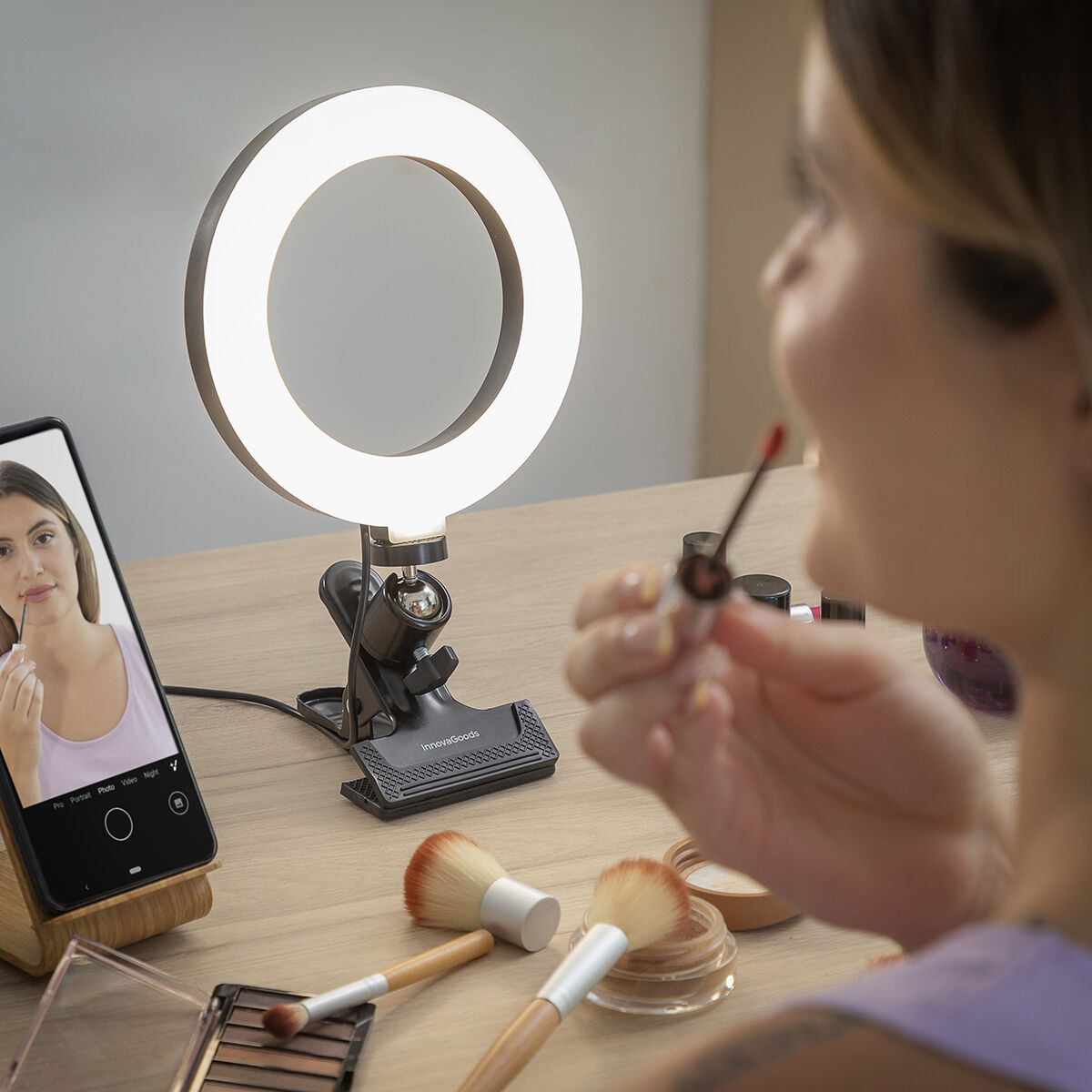 Aro de Luz Selfie con Pinza de Soporte Lumahoop InnovaGoods