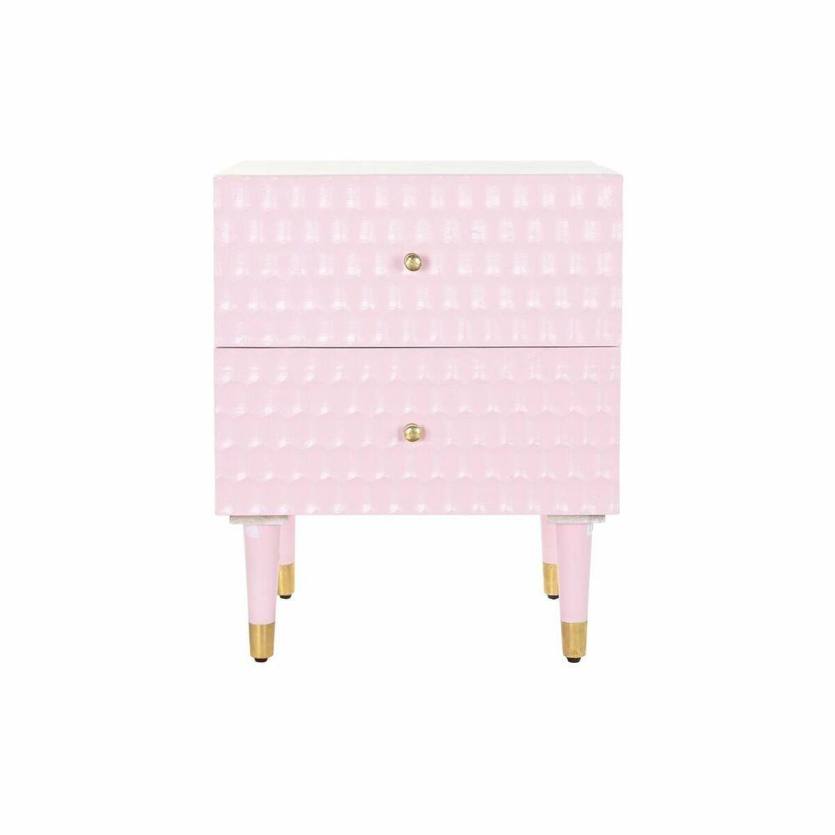 Mesita de Noche DKD Home Decor 52 x 42 x 65 cm Metal Rosa claro Madera de mango
