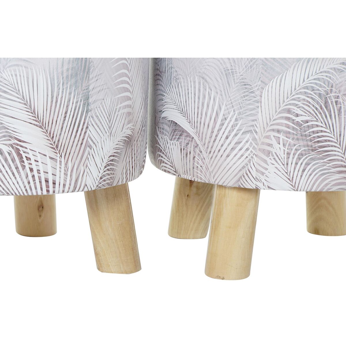 Reposapiés DKD Home Decor Gris PU Pino Tropical (30 x 30 x 30 cm) (2 Unidades) (30 x 30 x 32 cm)