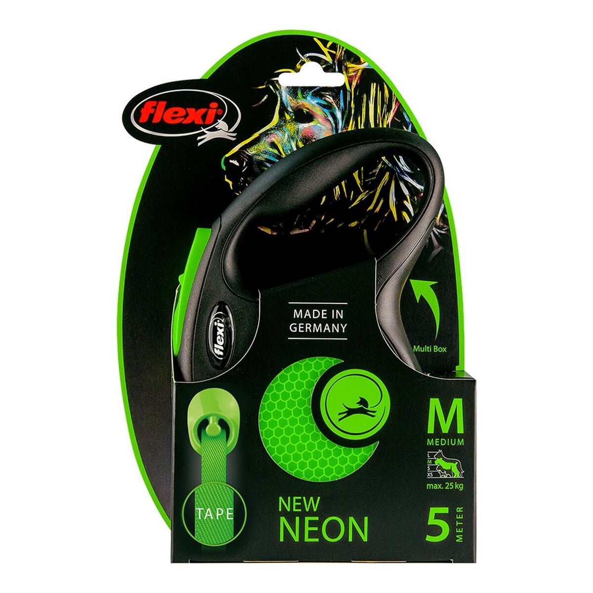 Correa para Perro Flexi NEW NEON 5 m Talla S Verde