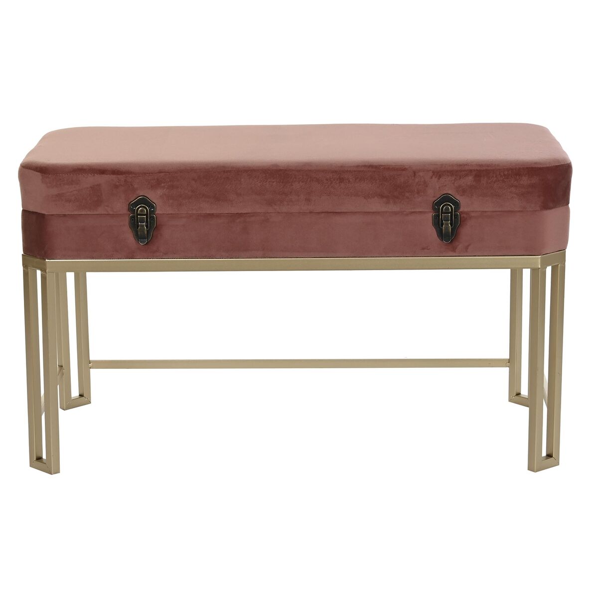 Banqueta DKD Home Decor   Rosa Dorado Metal Terciopelo (80 x 40 x 47 cm)