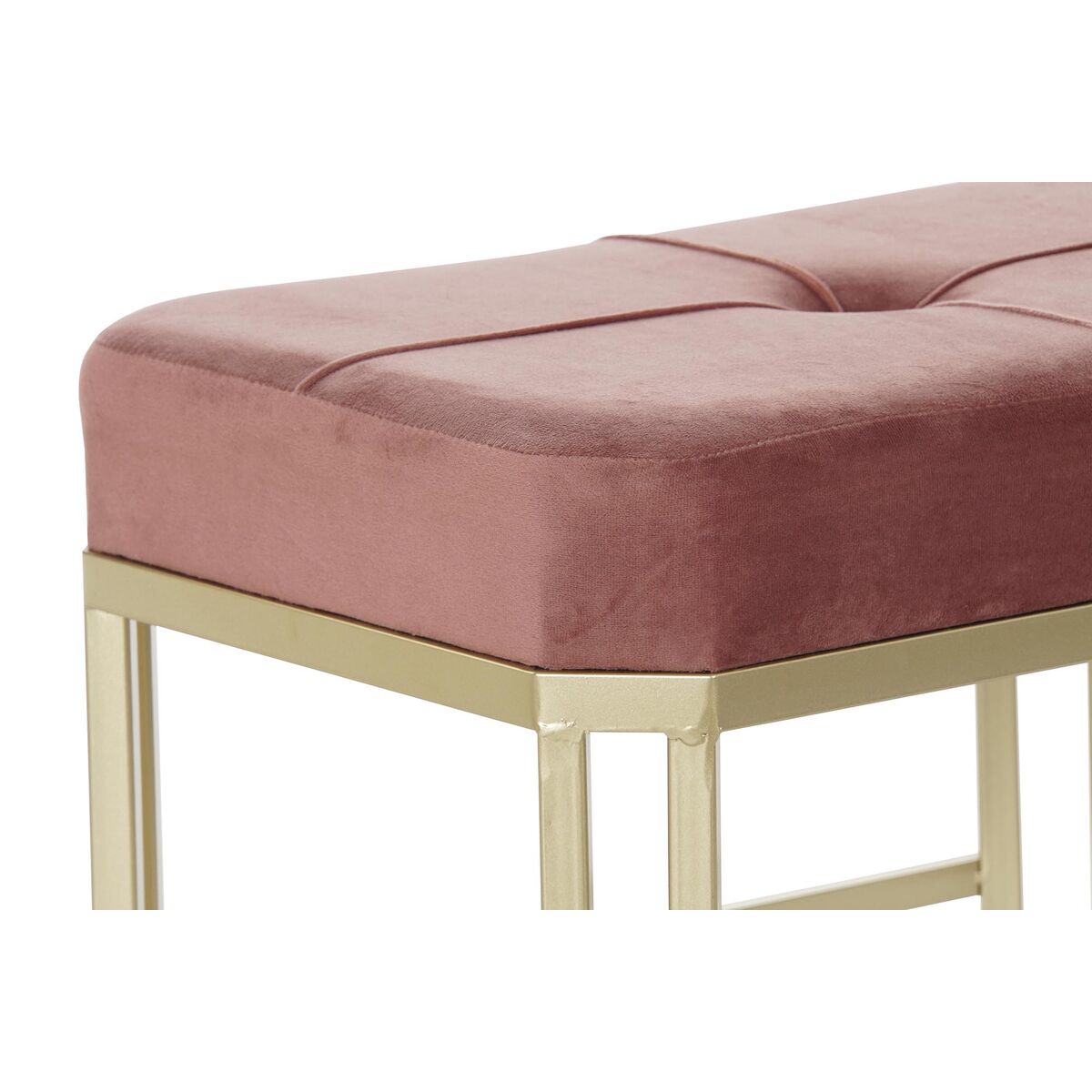 Banqueta DKD Home Decor   Rosa Metal Terciopelo (120 x 40 x 46 cm)