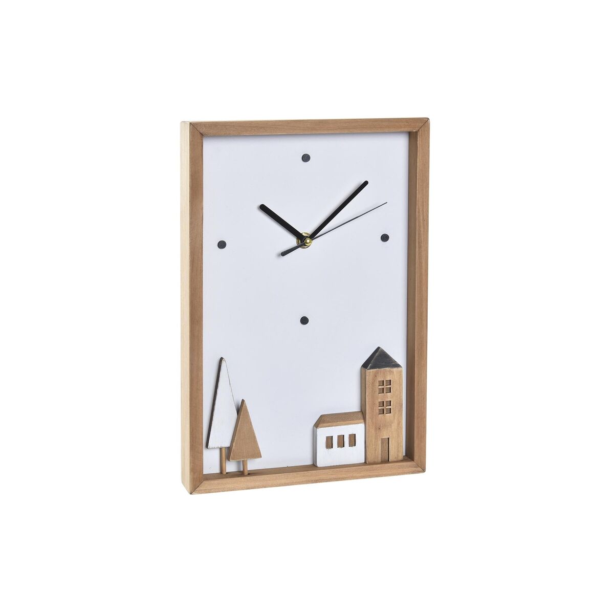 Reloj de Pared DKD Home Decor Blanco Marrón Madera Aluminio Casas Urbano 20 x 4 x 30 cm