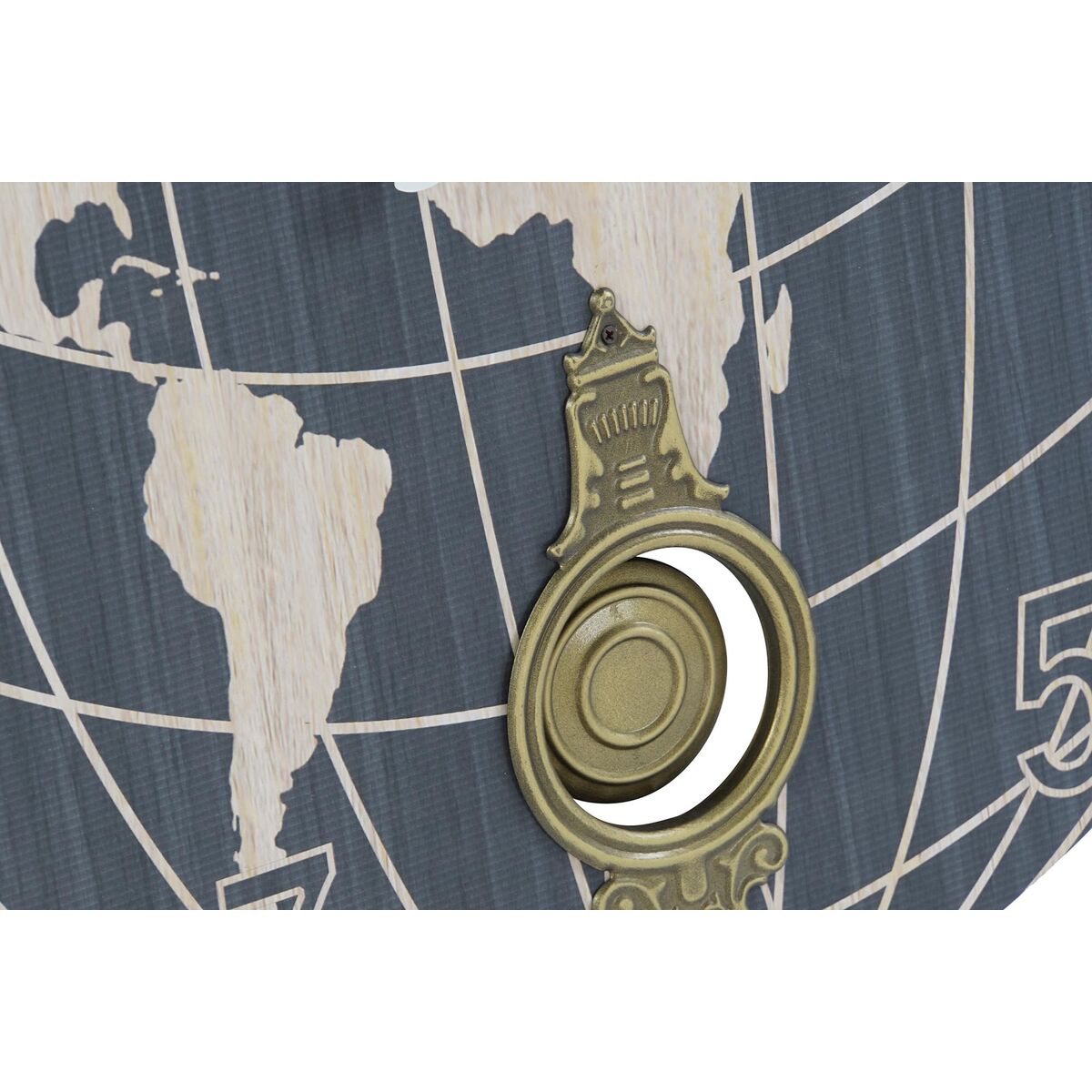 Reloj de Pared DKD Home Decor Negro Beige Metal MDF Mapamundi (58 x 8 x 58 cm)