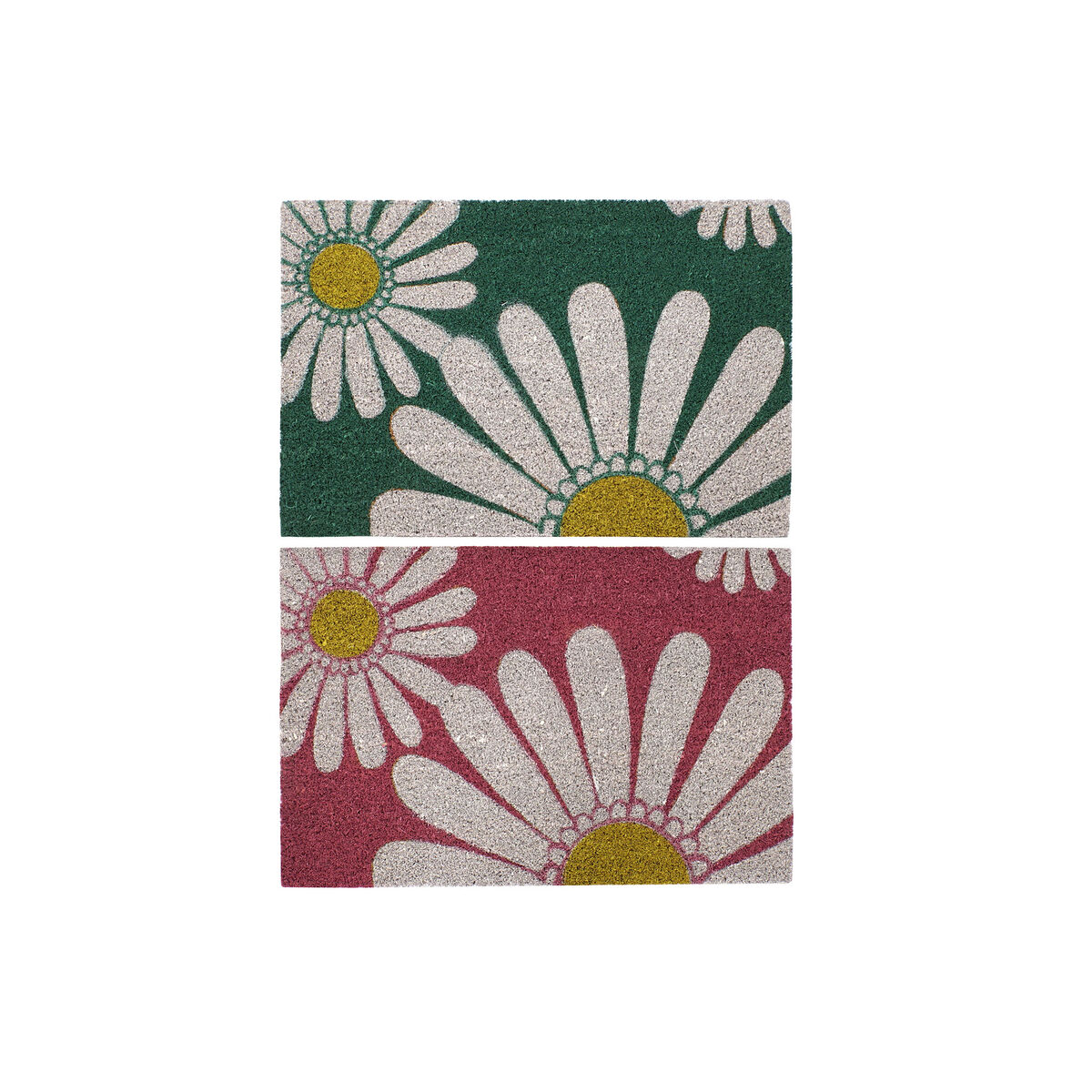 Felpudo DKD Home Decor Rosa Goma Menta Blanco Amarillo 2 Unidades Fibra de coco (60 x 40 x 0,5 cm)