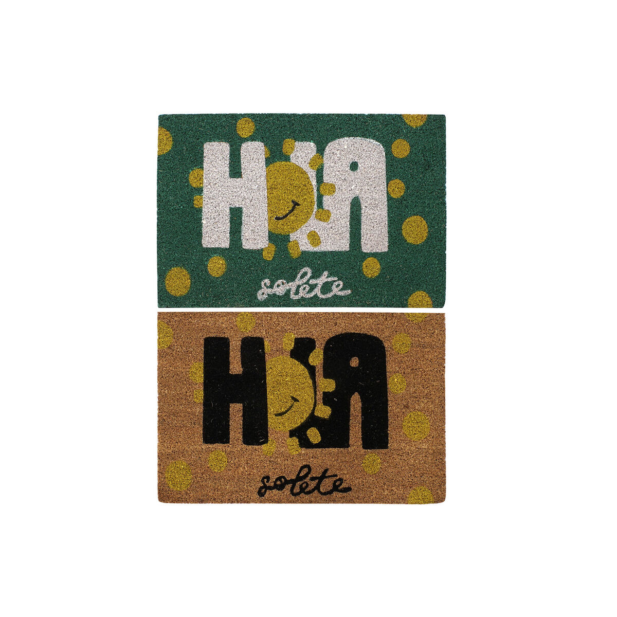 Felpudo DKD Home Decor Negro Marrón Goma Blanco Verde 2 Unidades Fibra de coco (60 x 40 x 1,5 cm)