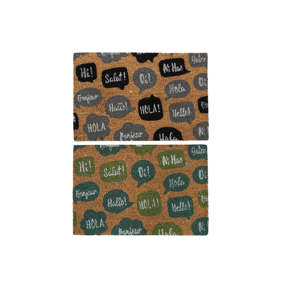 Felpudo DKD Home Decor Negro Gris Marrón Goma Menta 2 Unidades Fibra de coco (60 x 40 x 1,5 cm)