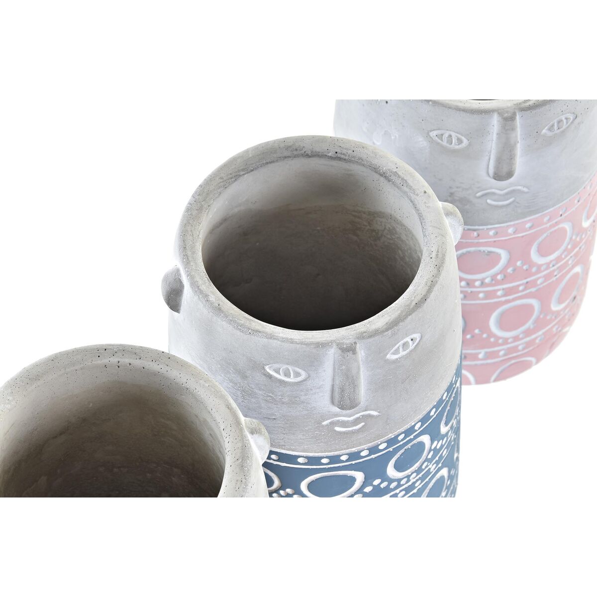 Macetero DKD Home Decor Cara Azul Rosa Cemento Verde Amarillo (12 x 12 x 18 cm) (4 Unidades)