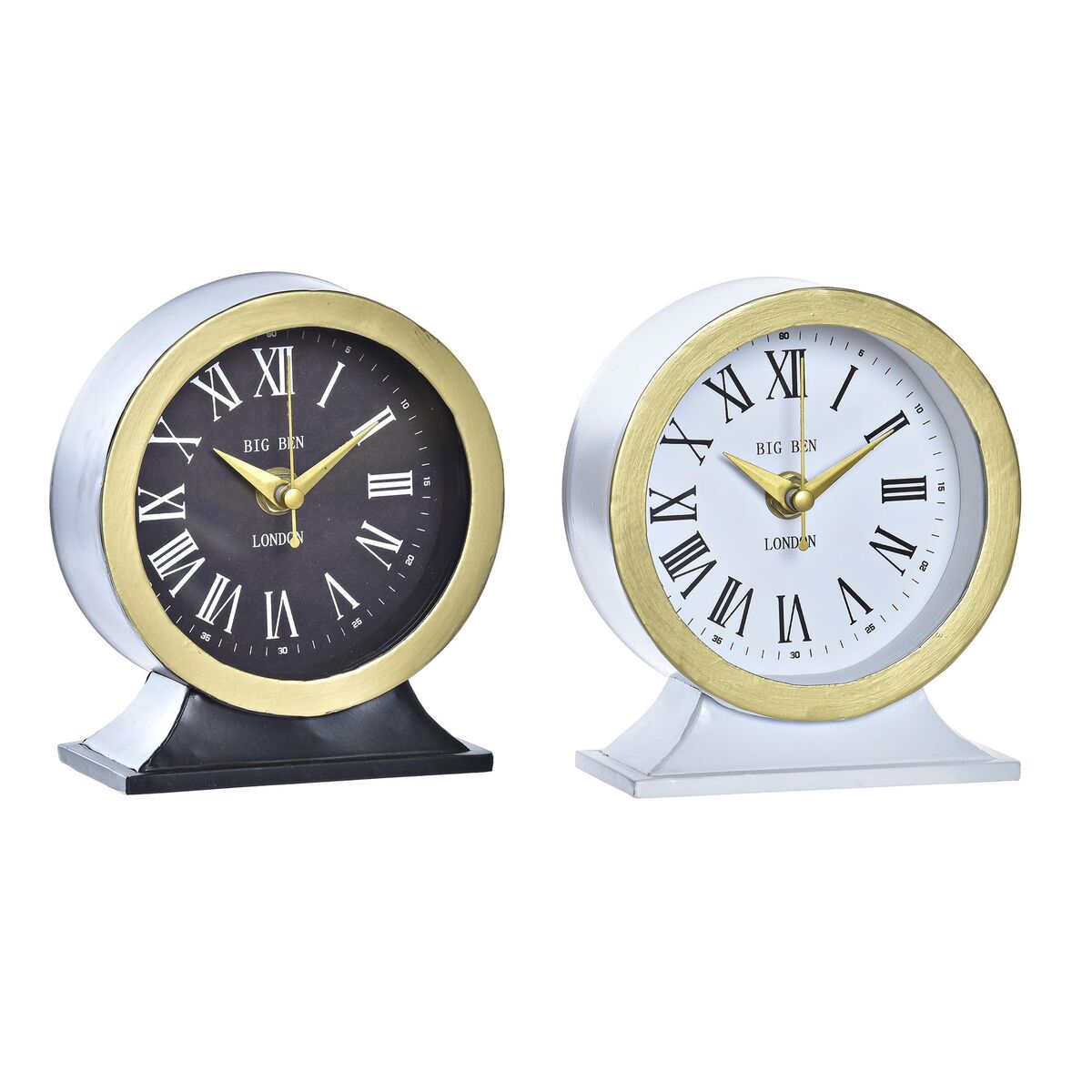 Reloj de Mesa DKD Home Decor Blanco Negro (2 Unidades)