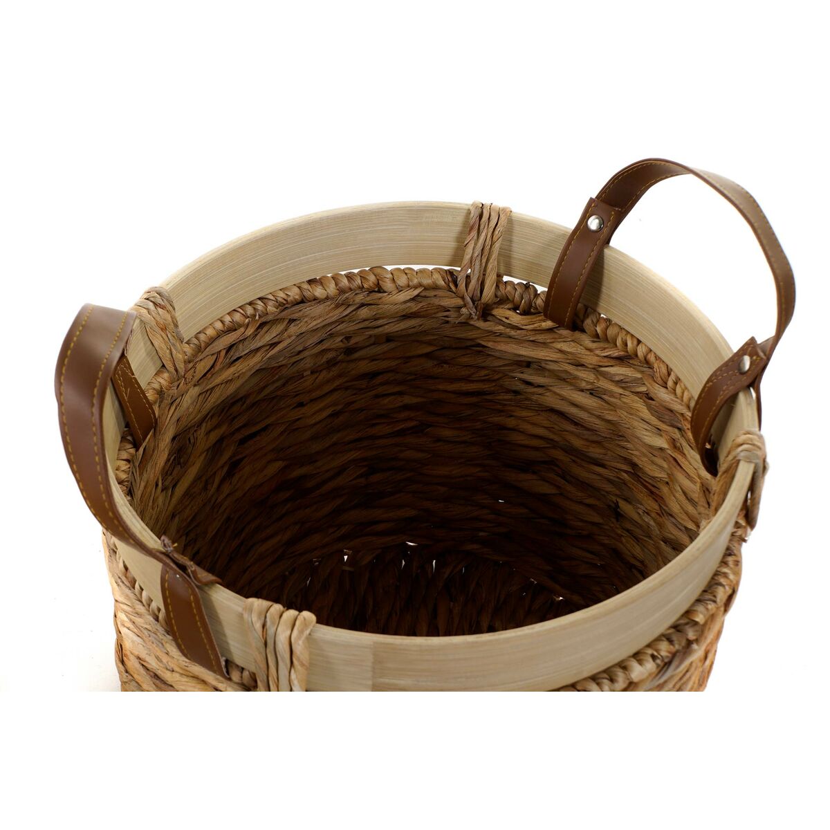 Juego de Cestas DKD Home Decor Marrón Natural Bambú Junco Tropical 40 x 40 x 24 cm 4 Kg 3 Piezas
