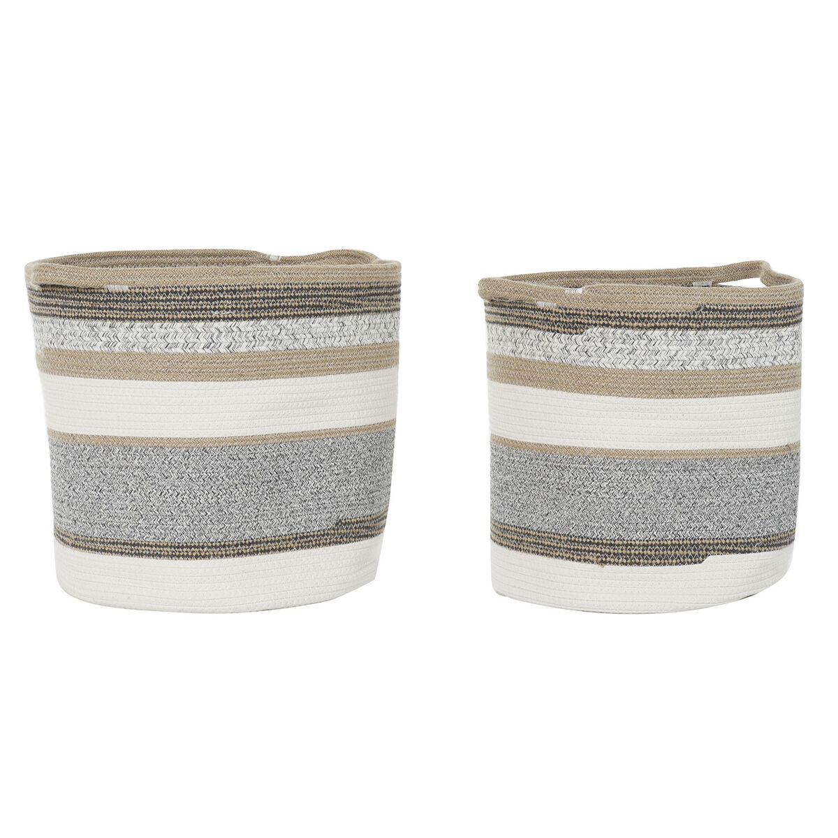 Juego de Cestas DKD Home Decor Blanco Gris Natural Yute Jute (2 Piezas)