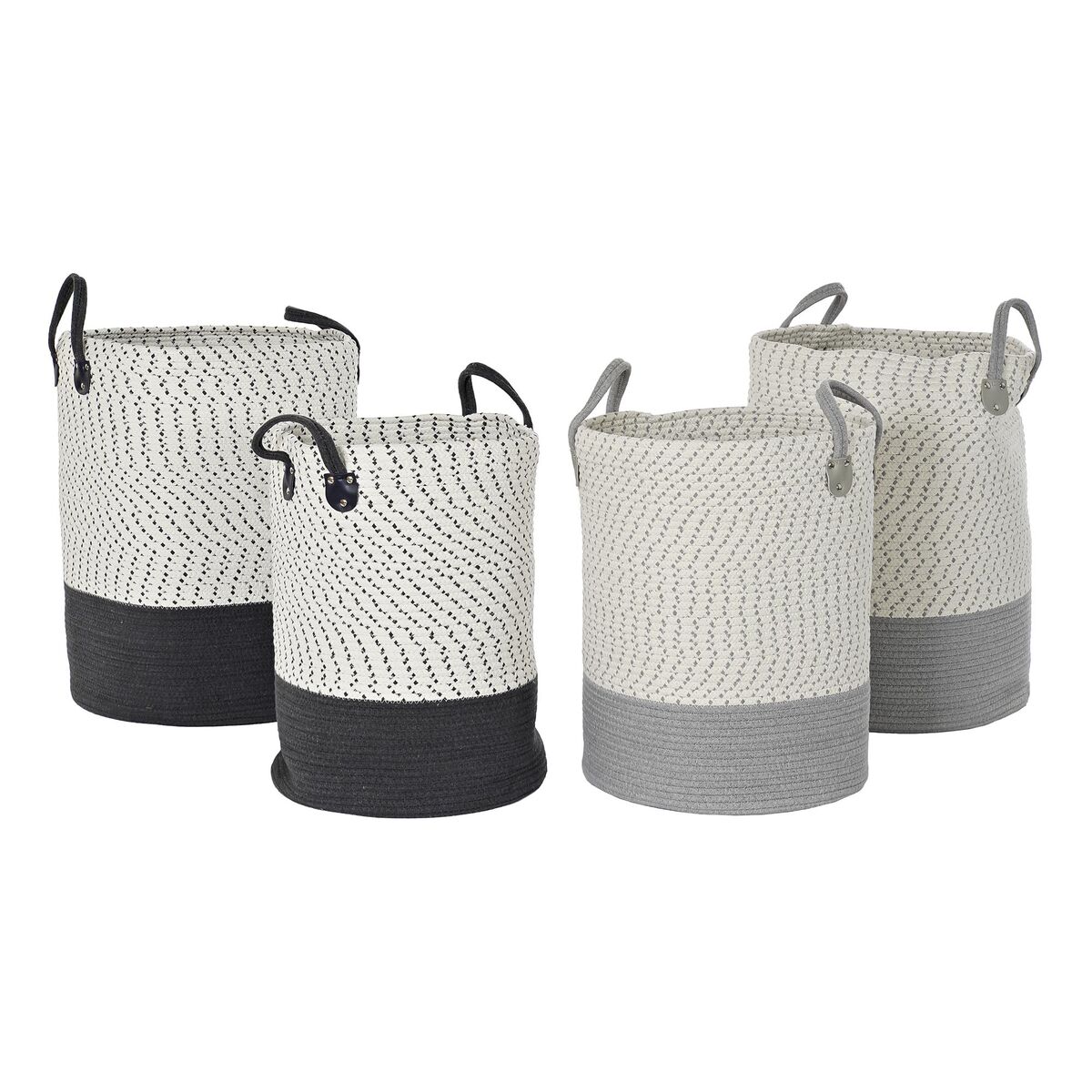 Juego de Cestas DKD Home Decor Blanco Gris Gris claro (2 Piezas) (2 Unidades)