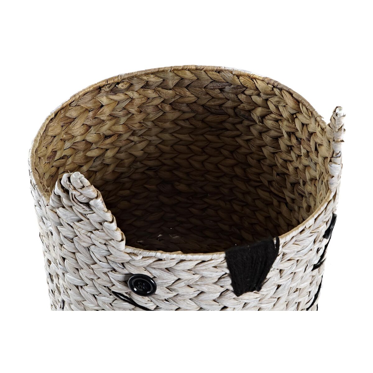 Cesta DKD Home Decor Blanco Negro Fibra natural 37 x 37 x 40 cm 4 Kg
