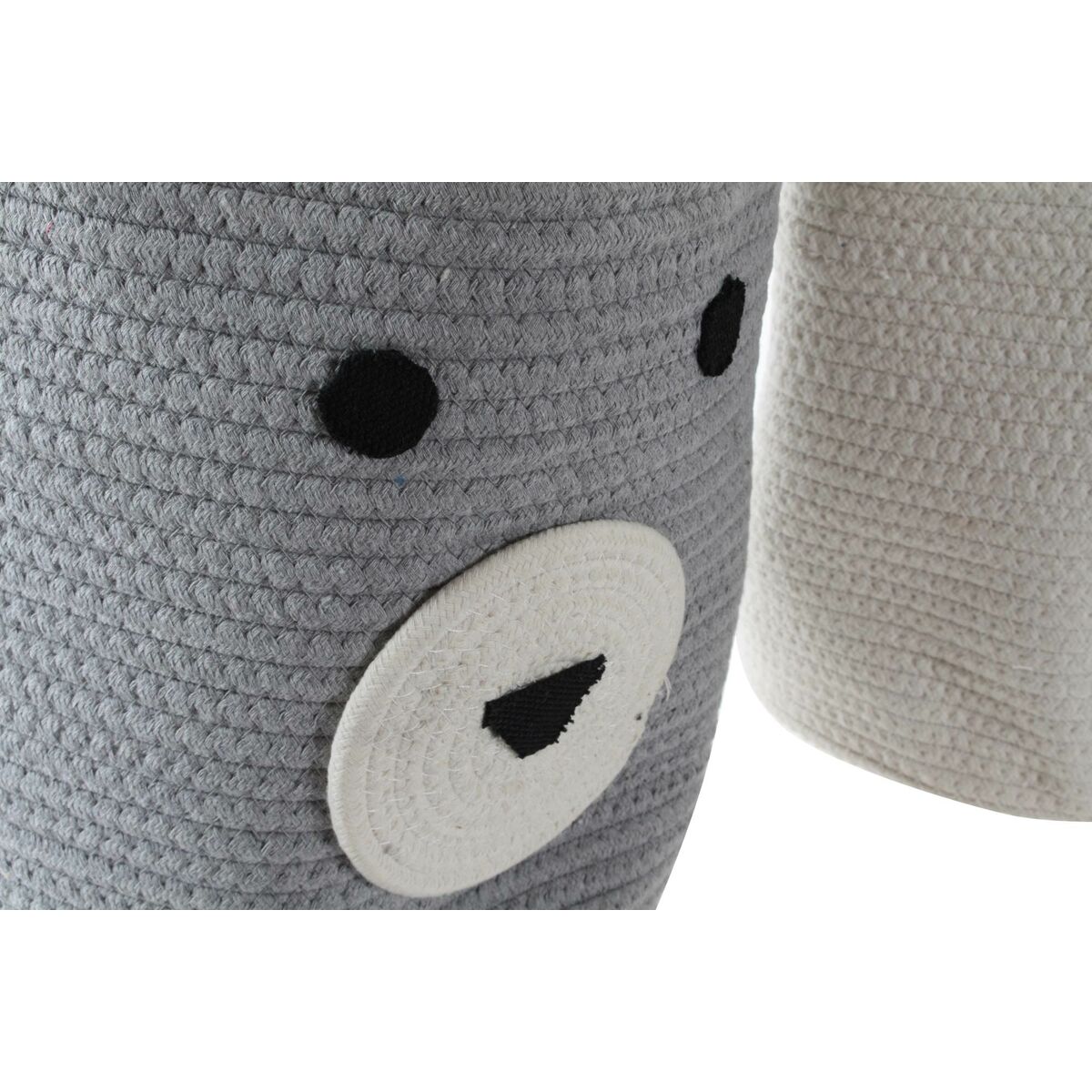 Cesta Decorativa DKD Home Decor Blanco Gris Infantil Oso 25 x 25 x 37 cm (2 Unidades)