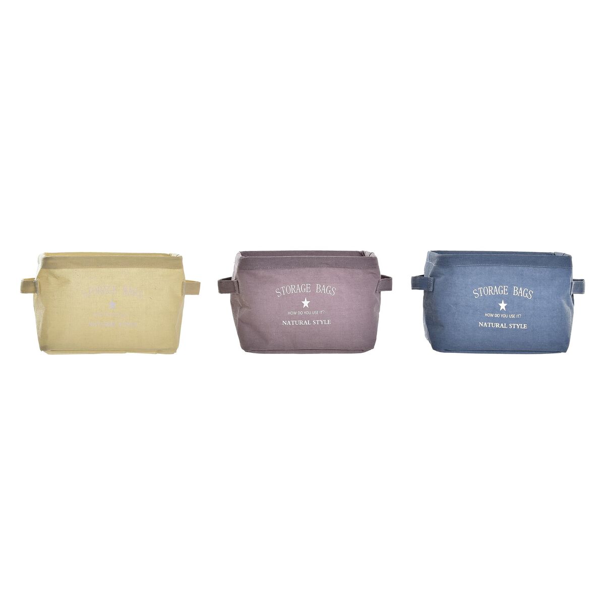 Cesta DKD Home Decor Amarillo Azul Granate Lienzo Moderno 20 x 16 x 15 cm (3 Unidades)