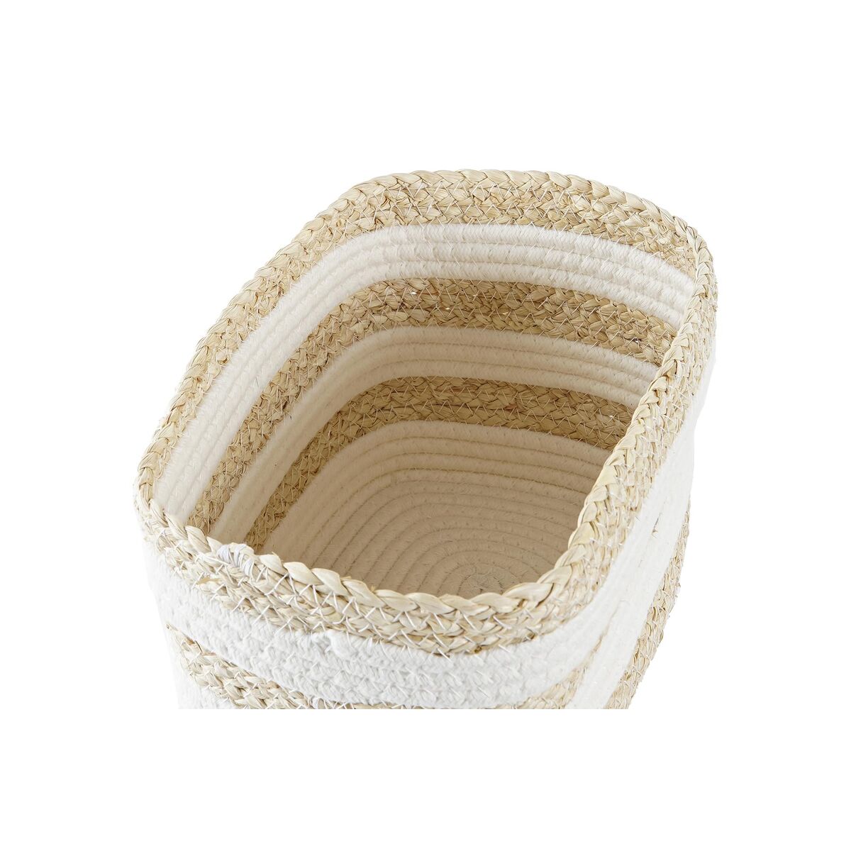 Cesta DKD Home Decor Blanco Beige Fibra natural 28 x 20 x 18 cm