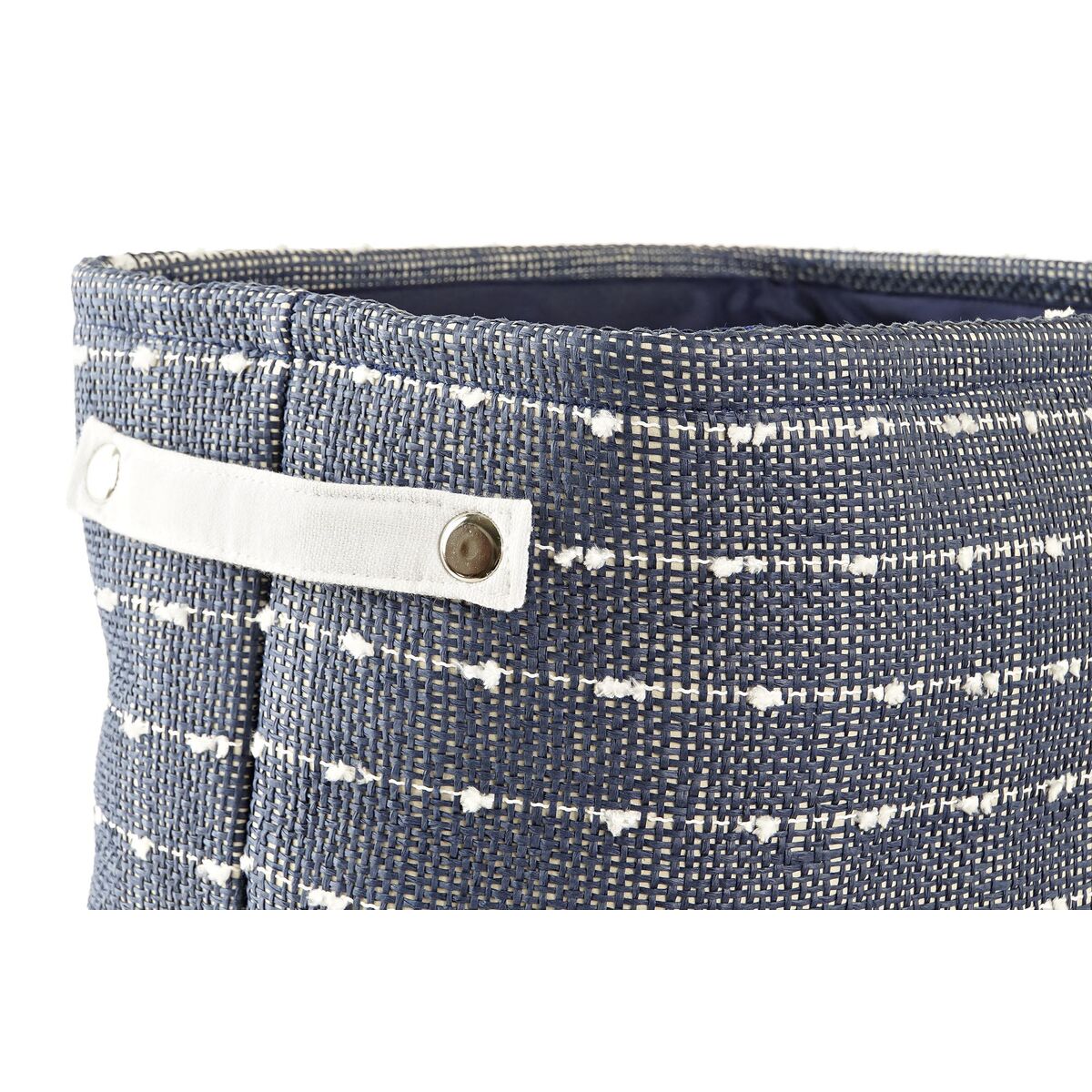 Juego de Cestas DKD Home Decor Blanco Azul marino 38 x 28 x 25 cm 3 Piezas (3 Unidades)