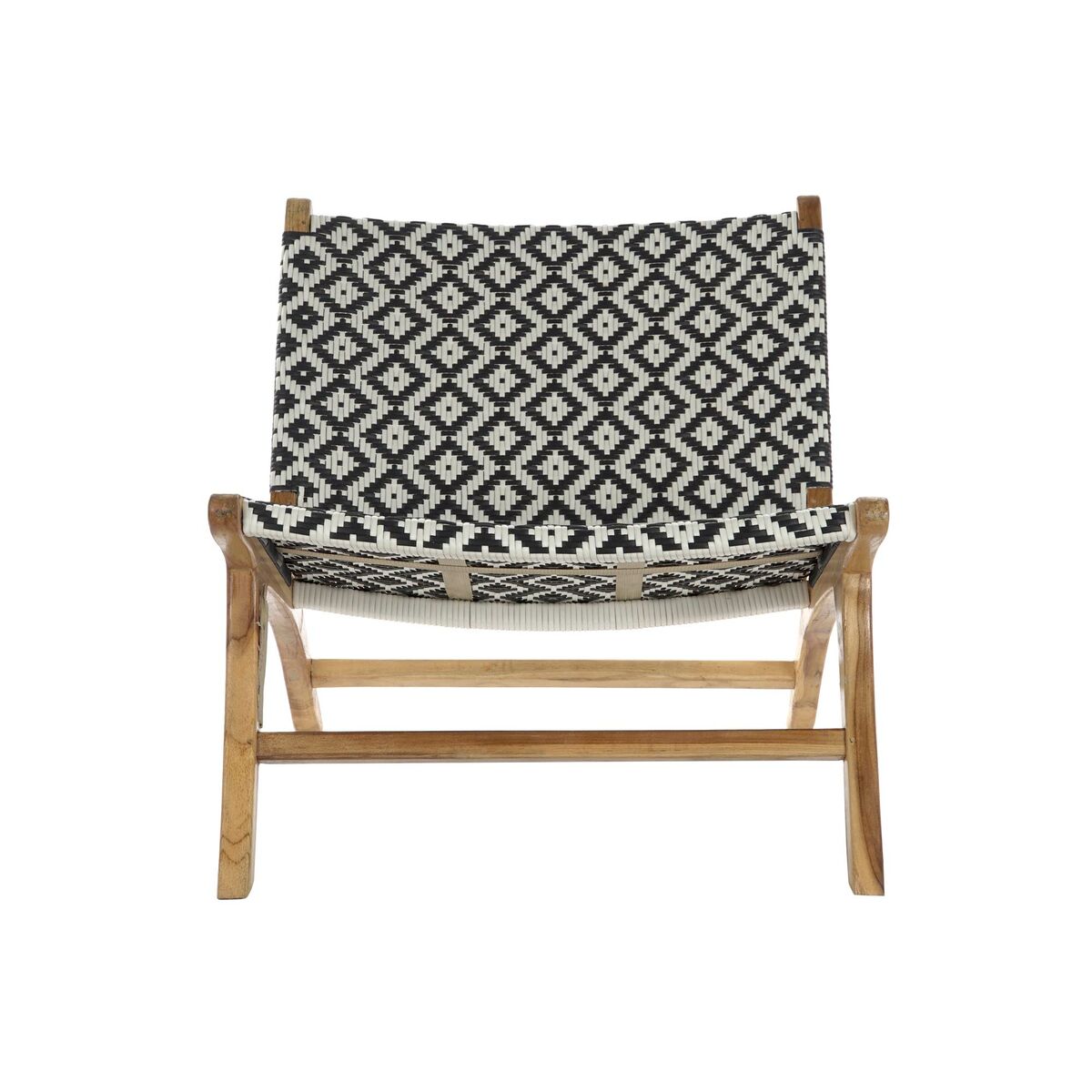 Silla de Jardín DKD Home Decor Blanco Negro Natural PVC Teca 65 x 80 x 68 cm
