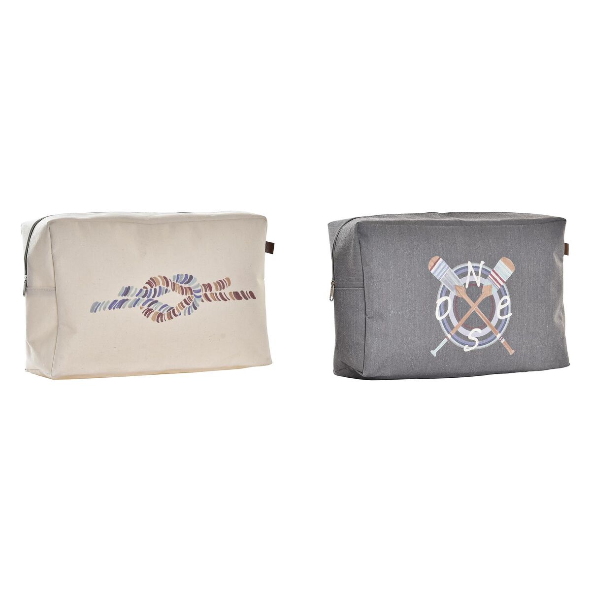 Neceser DKD Home Decor Gris Blanco Marino (30 x 10 x 20 cm) (2 Unidades)