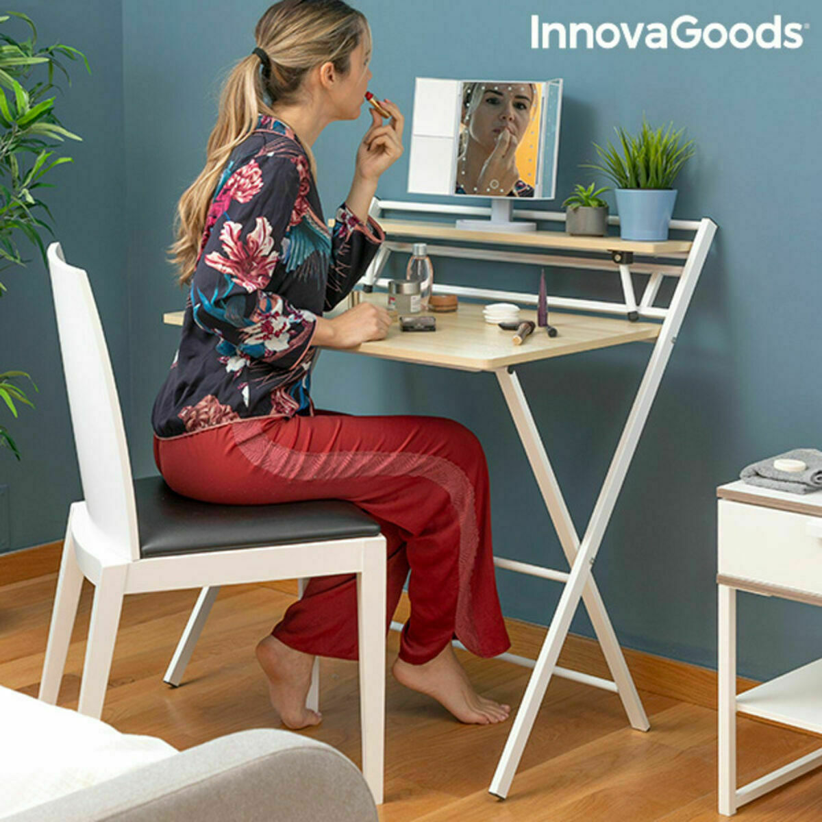 Escritorio Plegable con Estante InnovaGoods Tablezy Madera (Reacondicionado A)