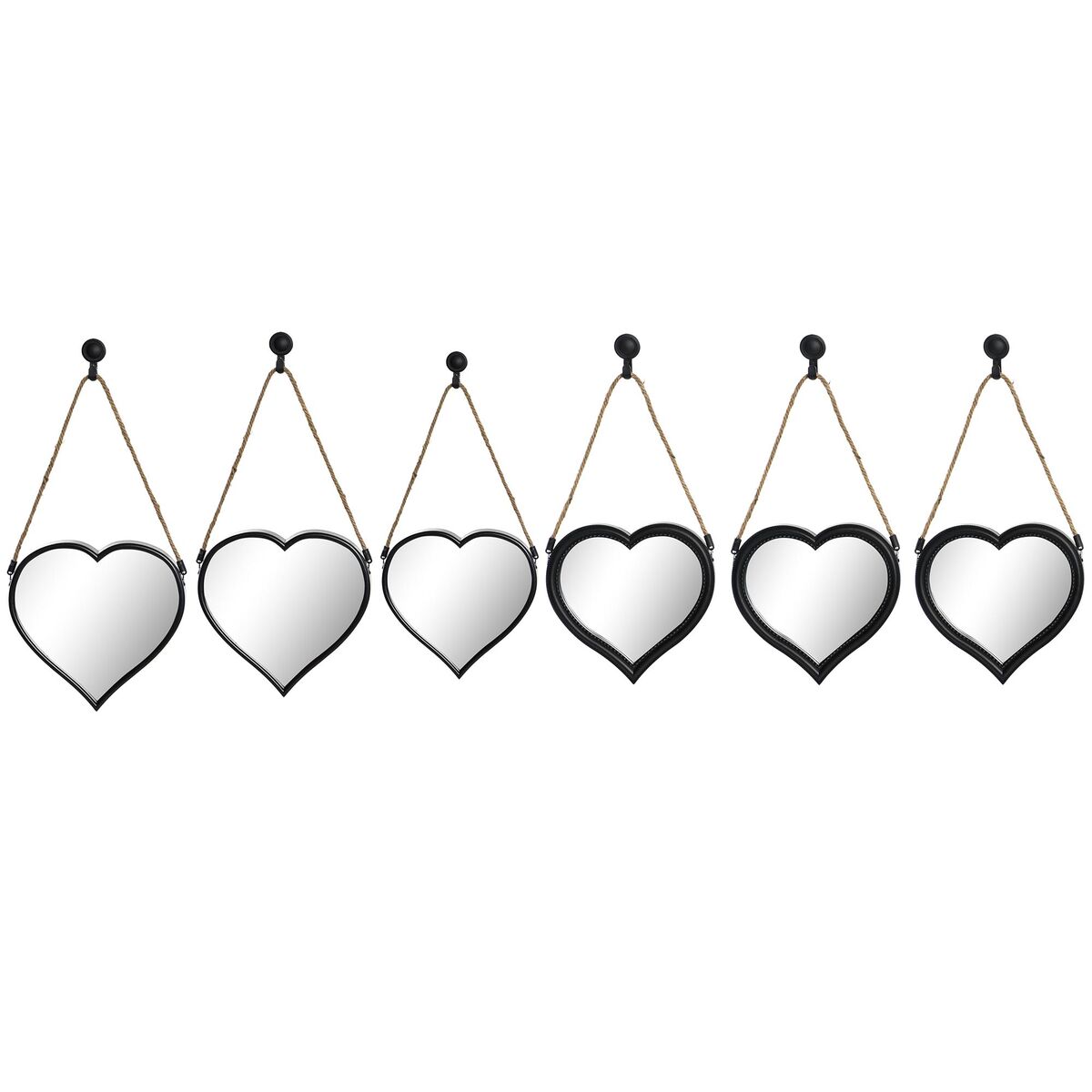 Juego de Espejos DKD Home Decor Espejo Corazón Negro PP 2 Unidades (27 x 3 x 27 cm)