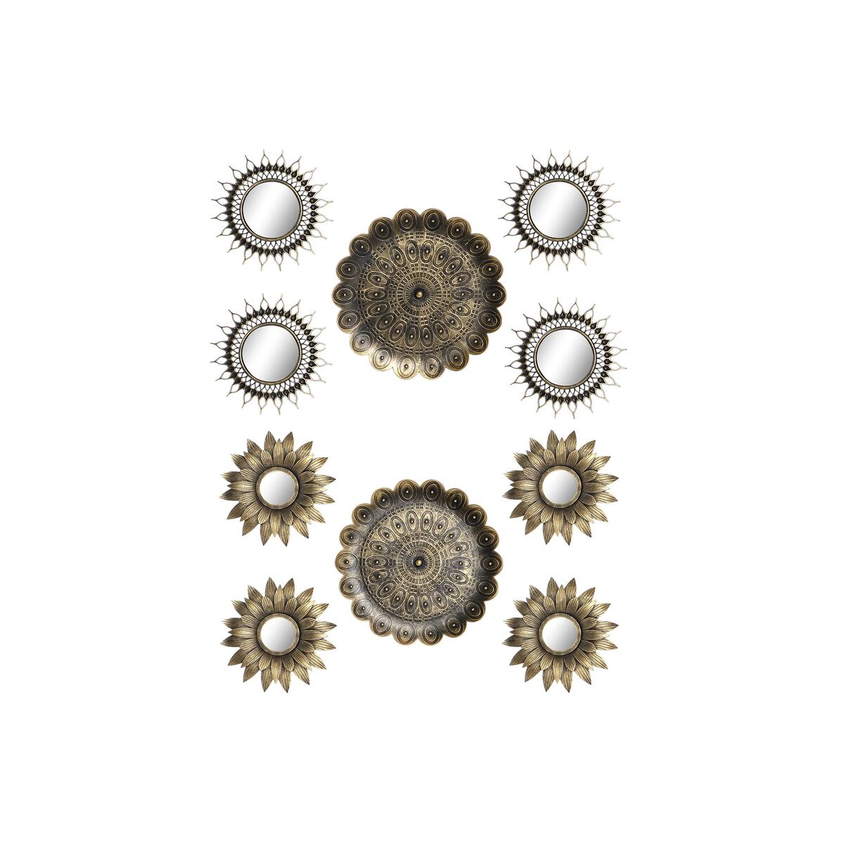 Juego de Espejos DKD Home Decor Cristal Dorado PP 2 Unidades (35 x 2 x 35 cm)