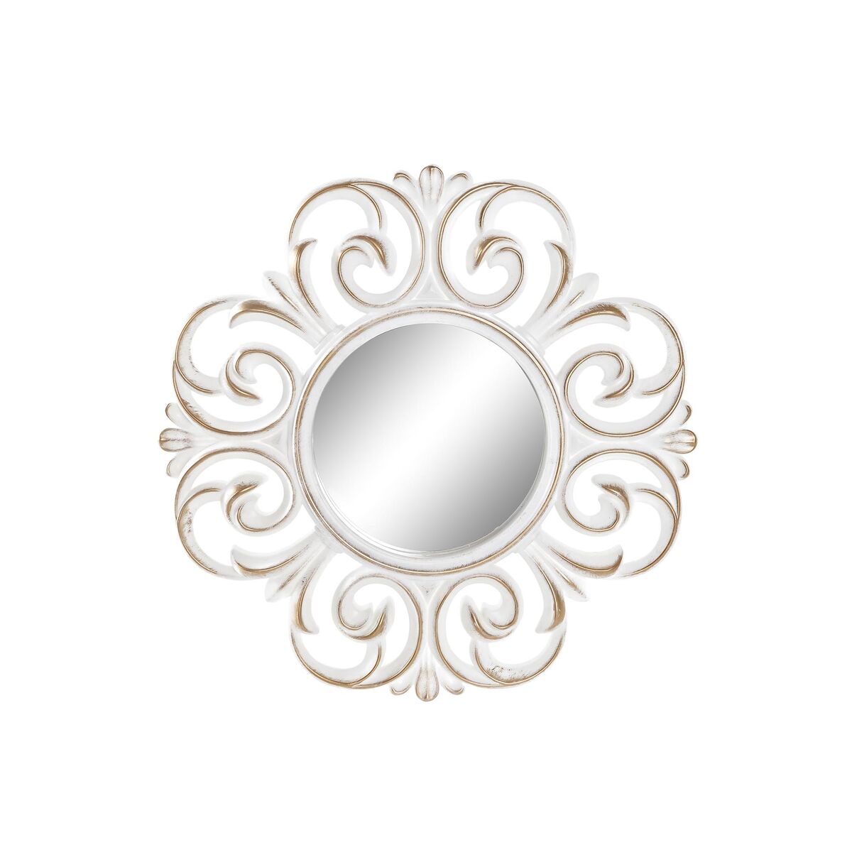 Juego de Espejos DKD Home Decor Cristal Dorado Blanco PP 2 Unidades Moderno Decapé (35 x 2 x 35 cm)