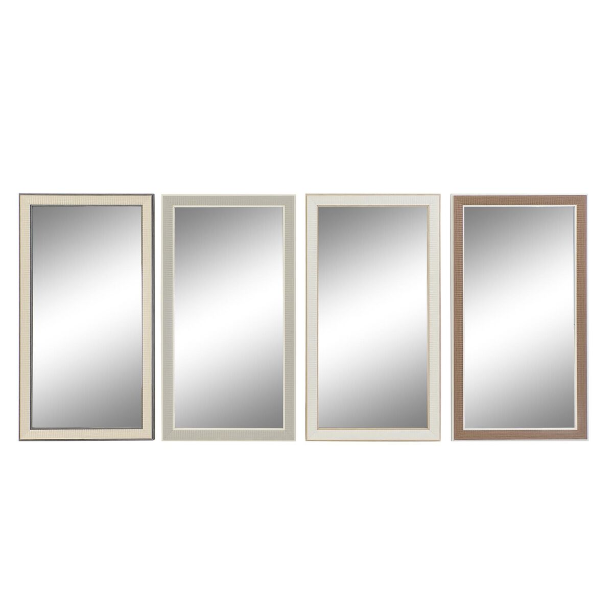 Espejo de pared DKD Home Decor Cristal Marrón Blanco Gris oscuro PS Tradicional 4 Unidades (36 x 2 x 66 cm)