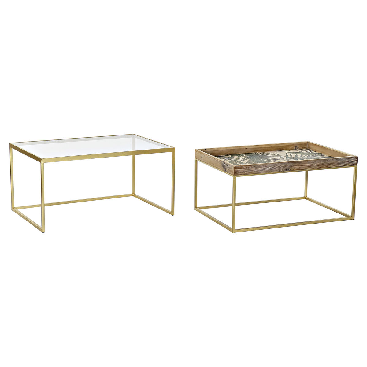Mesa de Centro DKD Home Decor Dorado Natural 90 x 60 x 45 cm