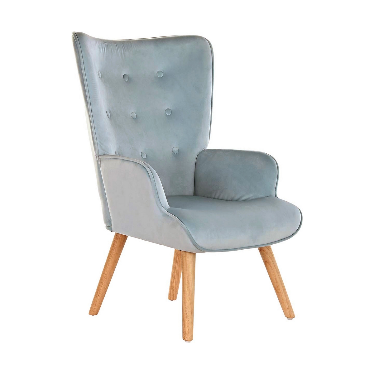 Butaca DKD Home Decor Azul cielo Natural Poliéster Madera 67 x 75 x 96 cm