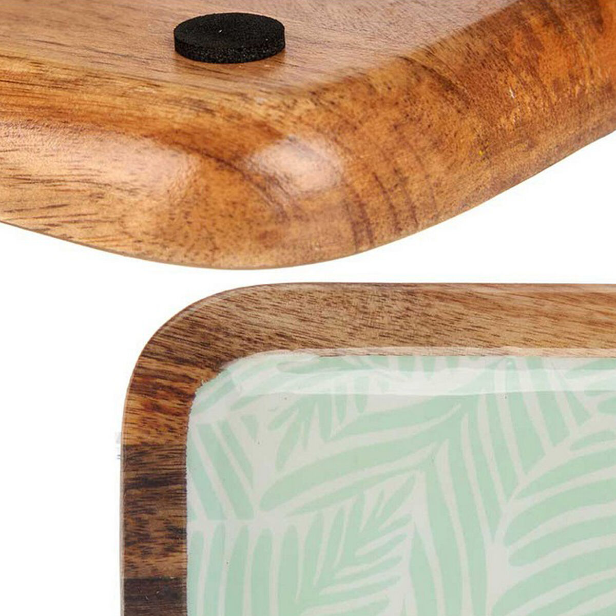 Centro de Mesa Gift Decor Blanco Marrón Verde Poliéster Poliuretano Resina Madera de mango 25 x 25 cm 25,4 x 2,54 x 25,4 cm Hoja