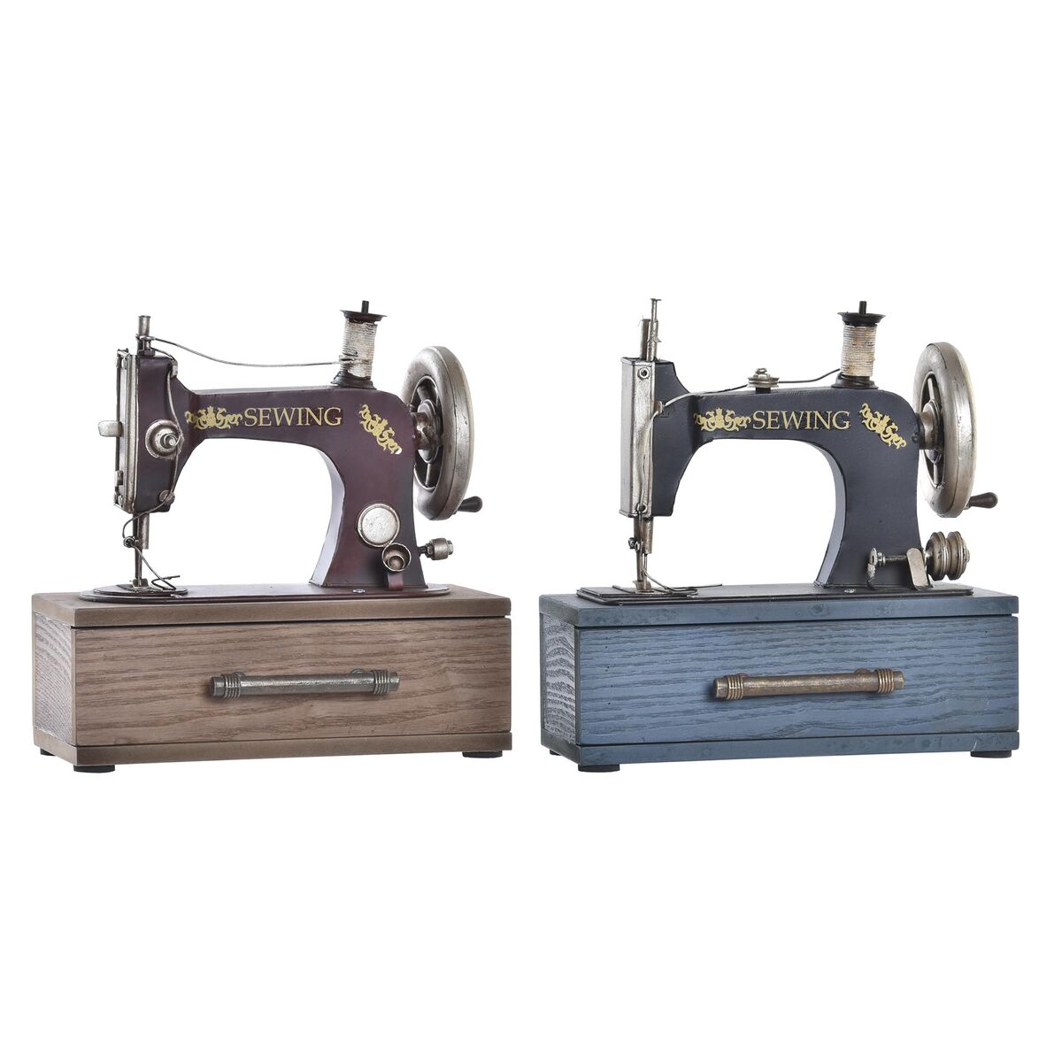 Figura Decorativa DKD Home Decor Metal Madera (23 x 12 x 23,5 cm) (2 Unidades)