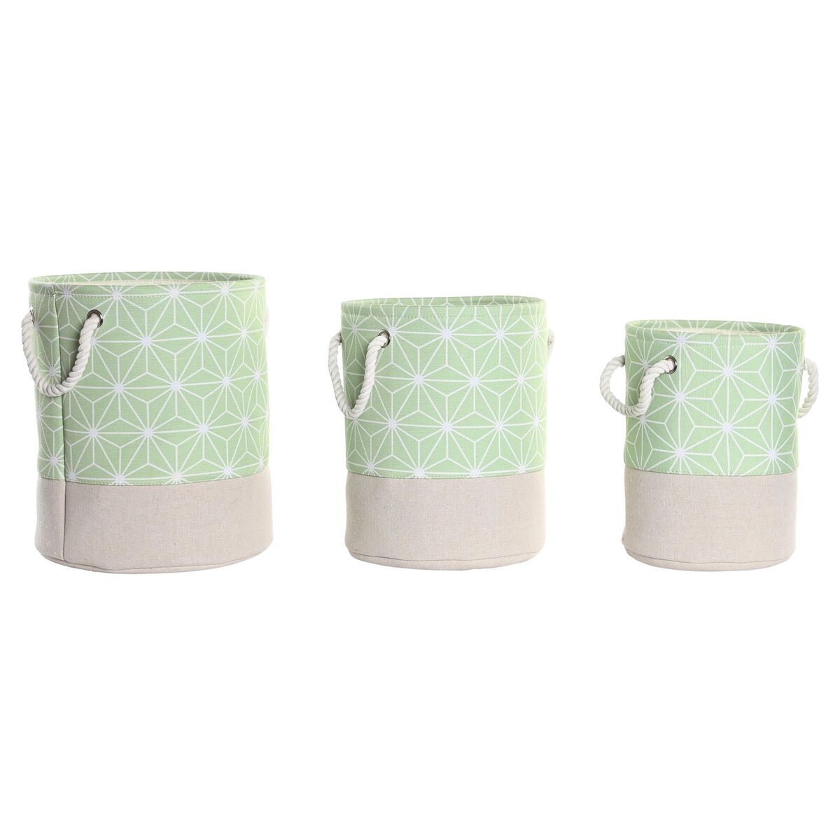 Juego de Cestas DKD Home Decor Verde Beige Geométrico 30 x 30 x 35 cm 4 Kg 3 Piezas (3 Unidades)