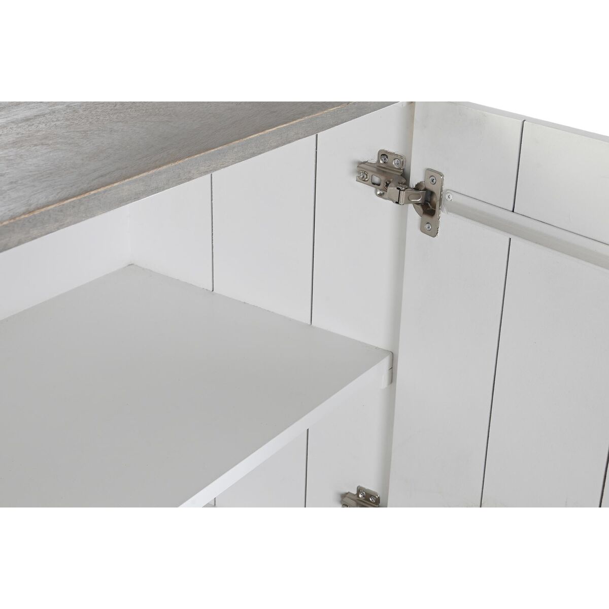 Aparador DKD Home Decor Blanco Gris Dorado Metal Madera de mango 152 x 43 x 84 cm