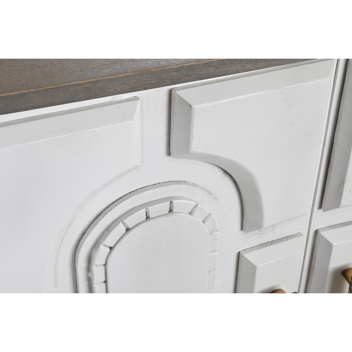 Aparador DKD Home Decor Blanco Gris Dorado Metal Madera de mango 152 x 43 x 84 cm