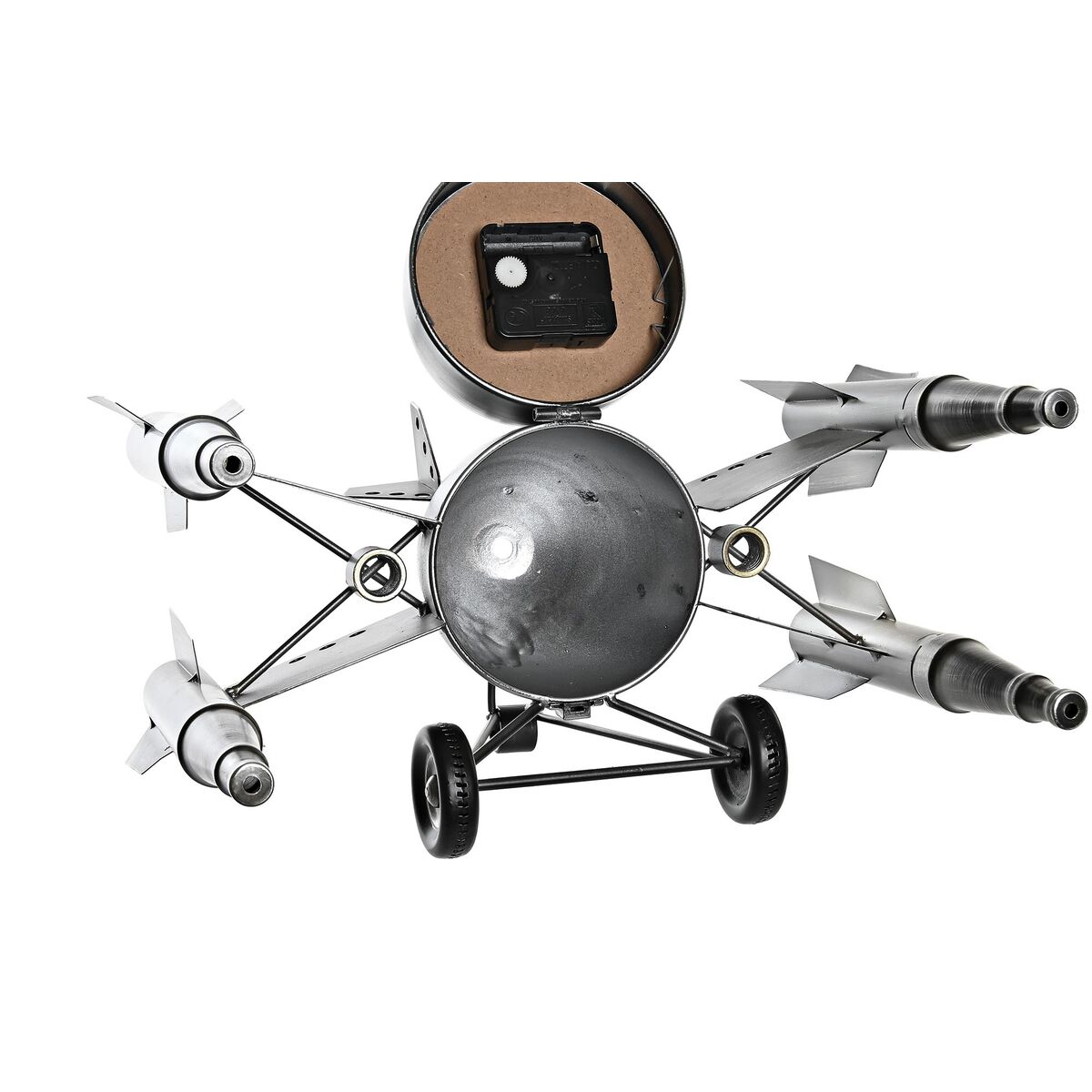 Reloj de Mesa DKD Home Decor Dorado Plateado Nave Espacial Loft (2 Unidades)