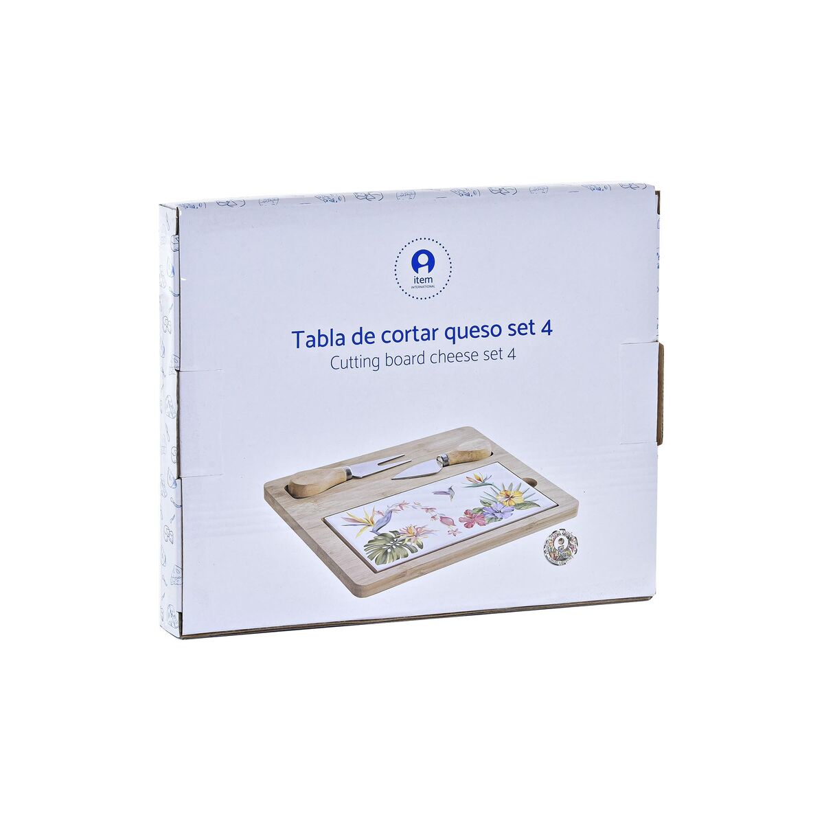 Tabla para Quesos DKD Home Decor Bambú Gres 24,5 x 20 x 1,2 cm (4 Unidades)