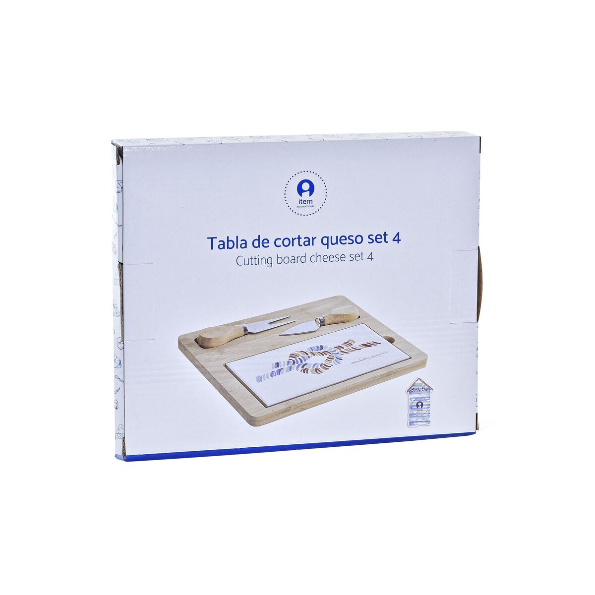 Tabla para cortar queso DKD Home Decor Bambú Gres 24,5 x 20 x 1,2 cm Marinero