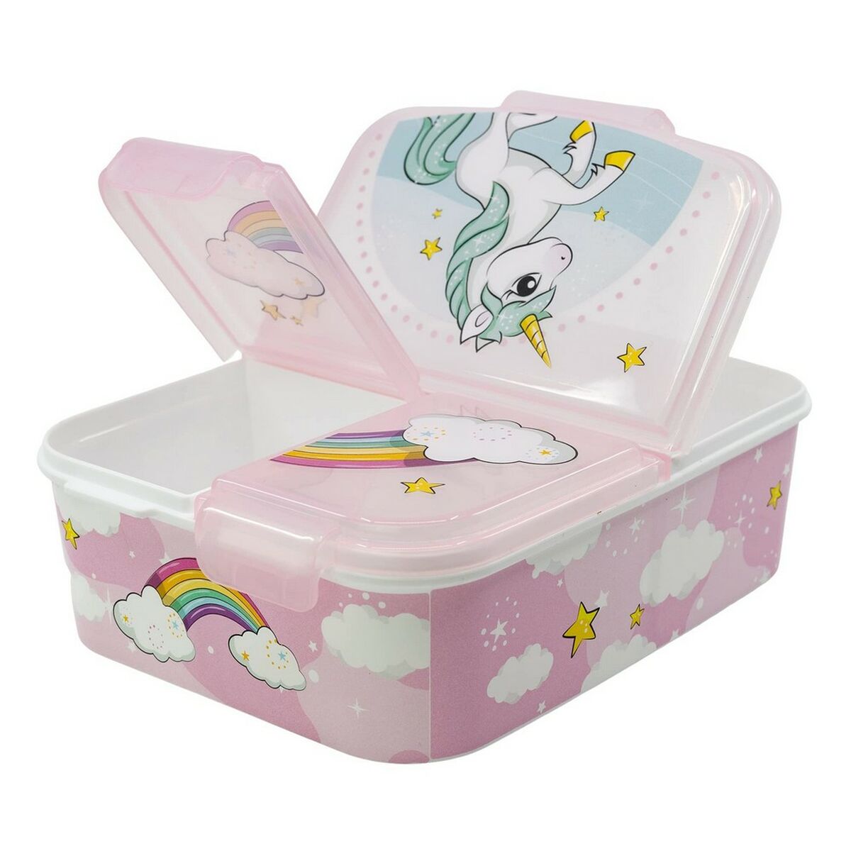 Fiambrera con Compartimento para Cubiertos Stor Unicorn Rainbow (6,7 x 16,5 x 19,5 cm)
