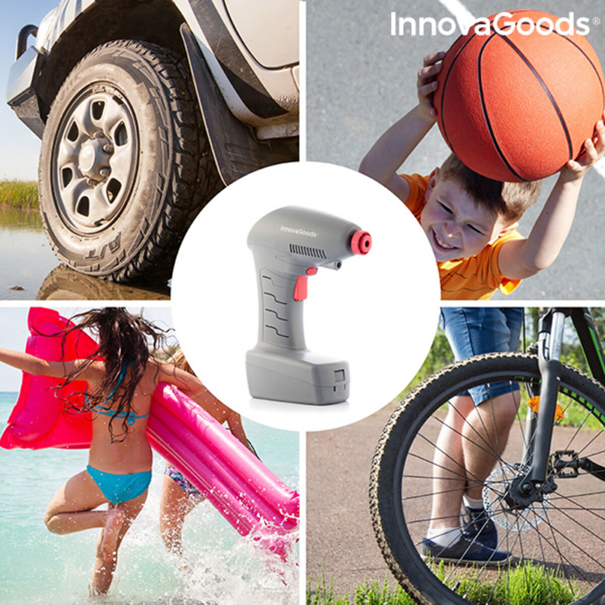 Compresor de Aire Portátil con LED Airpro+ InnovaGoods IG815783 100 W (Reacondicionado A)